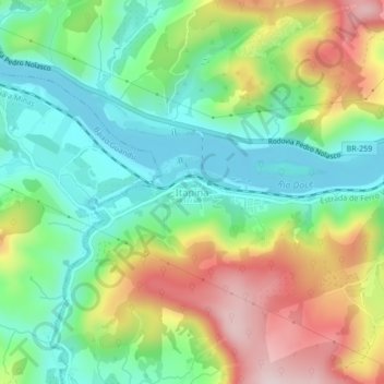 Mapa topográfico Itapina, altitud, relieve