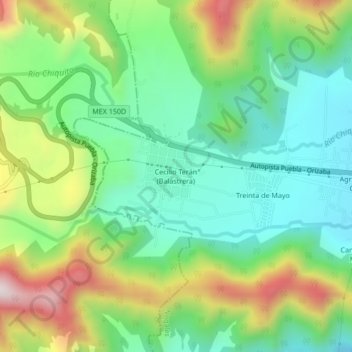 Mapa topográfico Cecilio Terán (Balastrera), altitud, relieve