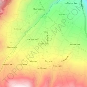 Mapa topográfico Huambaló, altitud, relieve