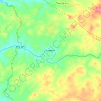 Mapa topográfico El Terrero, altitud, relieve