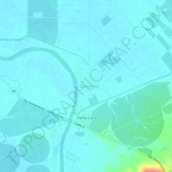 Mapa topográfico La Doctrina, altitud, relieve
