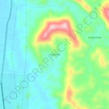Mapa topográfico Cora Cora, altitud, relieve