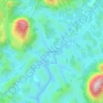 Mapa topográfico São Manoel, altitud, relieve