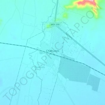 Mapa topográfico Chahuites, altitud, relieve