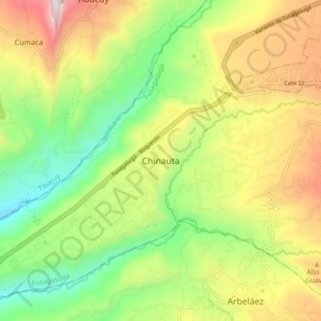 Mapa topográfico Chinauta, altitud, relieve
