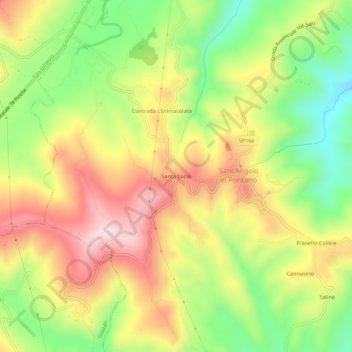 Mapa topográfico Santa Lucia, altitud, relieve