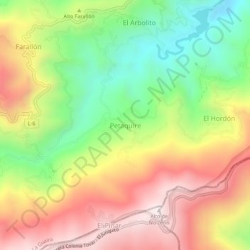Mapa topográfico Petaquire, altitud, relieve