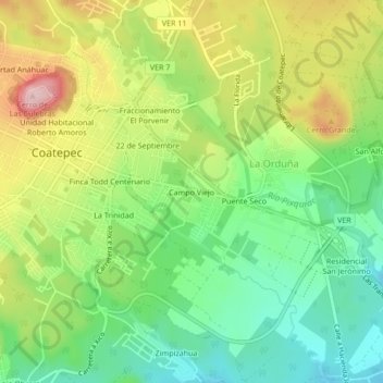 Mapa topográfico Campo Viejo, altitud, relieve