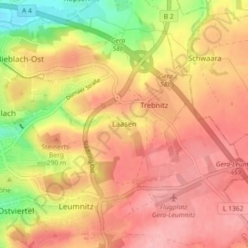 Mapa topográfico Laasen, altitud, relieve