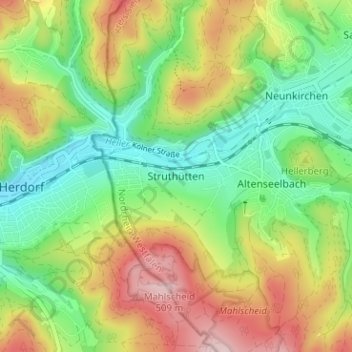 Mapa topográfico Struthütten, altitud, relieve
