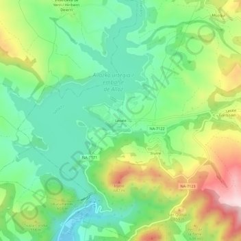 Mapa topográfico Lerate, altitud, relieve