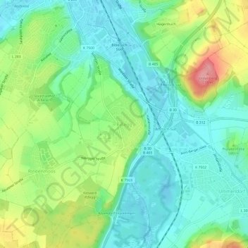 Mapa topográfico Rißegg, altitud, relieve