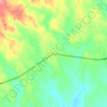 Mapa topográfico El Higo, altitud, relieve