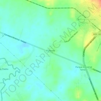 Mapa topográfico El Pando, altitud, relieve