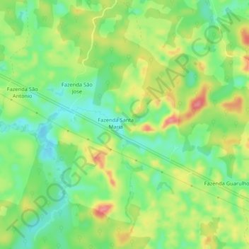 Mapa topográfico Fazenda Jandaia, altitud, relieve