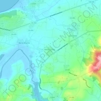 Mapa topográfico Suesa, altitud, relieve