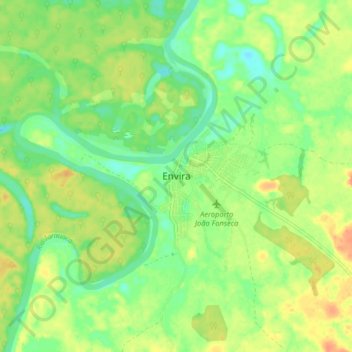 Mapa topográfico Envira, altitud, relieve
