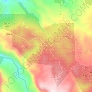 Mapa topográfico San Pedro Altepepan, altitud, relieve