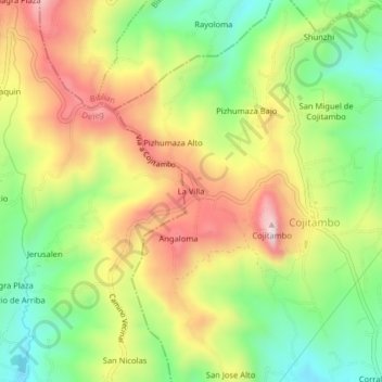 Mapa topográfico La Villa, altitud, relieve