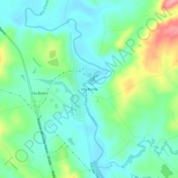 Mapa topográfico Vila Breda, altitud, relieve