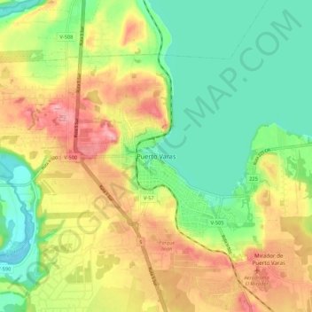 Mapa topográfico Puerto Varas, altitud, relieve