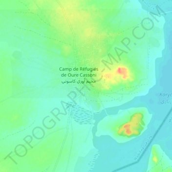 Mapa topográfico Karyari, altitud, relieve