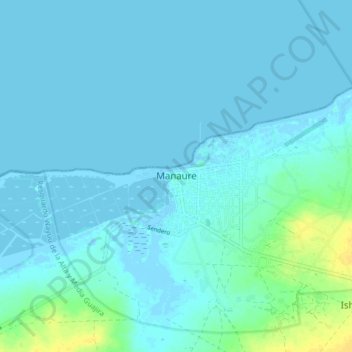 Mapa topográfico Manaure, altitud, relieve