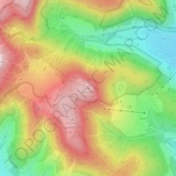 Mapa topográfico Spießhorn, altitud, relieve