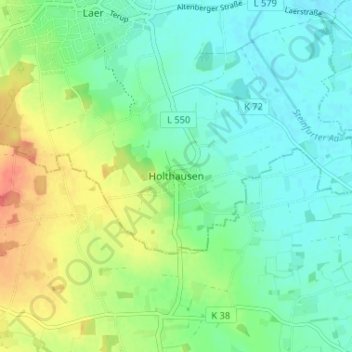 Mapa topográfico Holthausen, altitud, relieve
