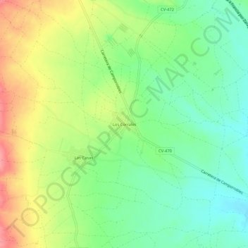 Mapa topográfico Los Corrales, altitud, relieve
