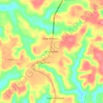 Mapa topográfico Propriedade, altitud, relieve