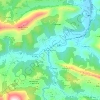 Mapa topográfico La Puentenueva, altitud, relieve