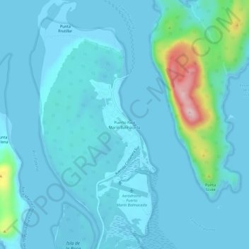 Mapa topográfico Puerto Raúl Marín Balmaceda, altitud, relieve
