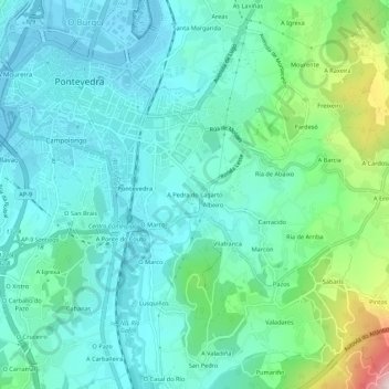 Mapa topográfico A Pedra do Lagarto, altitud, relieve