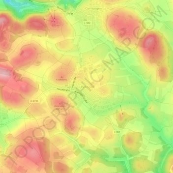 Mapa topográfico Undingen, altitud, relieve