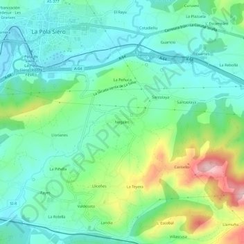 Mapa topográfico Negales, altitud, relieve