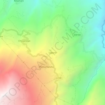 Mapa topográfico Laguna, altitud, relieve