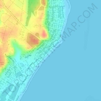 Mapa topográfico Praia de Ponta de Pedra, altitud, relieve