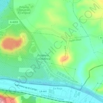 Mapa topográfico Malpica, altitud, relieve