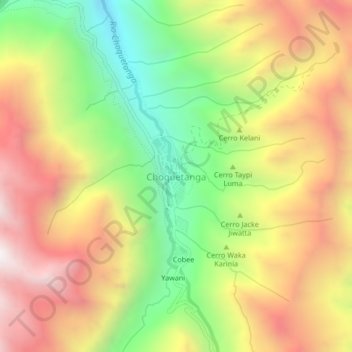 Mapa topográfico Choquetanga, altitud, relieve