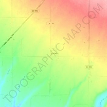 Mapa topográfico Marvel, altitud, relieve