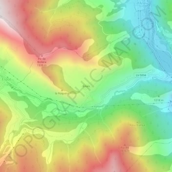 Mapa topográfico Estaís, altitud, relieve