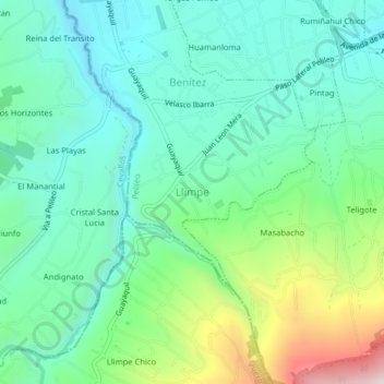 Mapa topográfico Llimpe, altitud, relieve