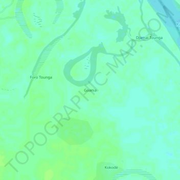 Mapa topográfico Goania, altitud, relieve