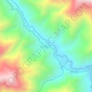 Mapa topográfico Chipaco, altitud, relieve
