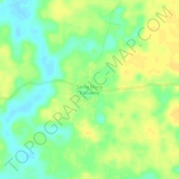 Mapa topográfico Santa María Poniente, altitud, relieve