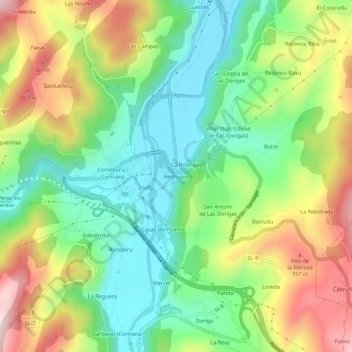 Mapa topográfico Verdugos, altitud, relieve