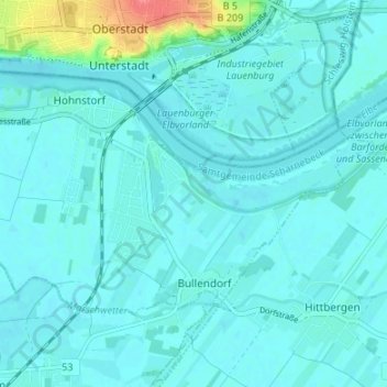 Mapa topográfico Sassendorf, altitud, relieve