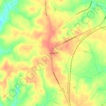 Mapa topográfico Maddens, altitud, relieve