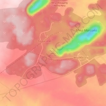 Mapa topográfico Hierro, altitud, relieve
